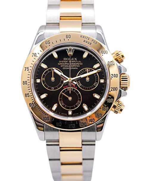 rolex daytona black dial yellow gold